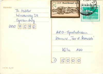 Spremberg — carta postal com selo DDR 20 Pf. Buch/Altmarkt — editor Ag 400