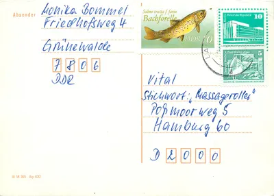 Truta fario — selos DDR — editor Berlim