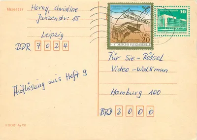 Carta postal de Leipzig — Exposição aérea de Lilienthal 1961 — editor III 18 185 Ag 400