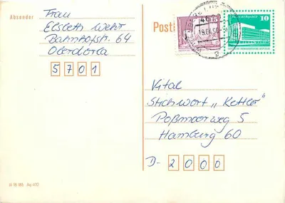 Carta postal da RDA — brincadeira de palavras 'Freude' — editor III 18 185 Ag 400