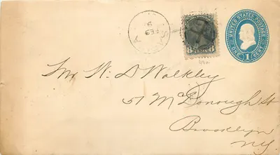 Brooklyn, NY — carta para Hamilton, NY — selos de 3 e 1 centavo