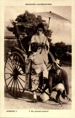 Japão — Rikishi em pousse-pousse — Missões Salésias, Nippon I, n°7