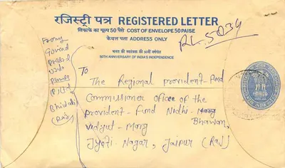 Carta postal registrada — 50º aniversário da independência da Índia — editor: India Post — Verso