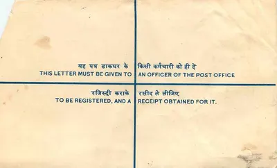 Envelope registrada — Índia — 1960s — Poste de Jaipur — Verso