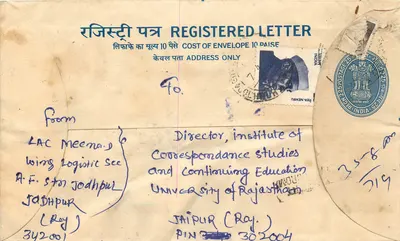 Jodhpur — Letra recomendada — Posto de Jaipur (Rajastão, Índia)