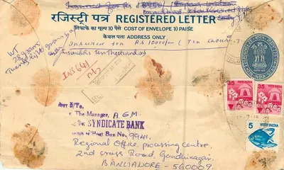 Tarjeta postal registrada — Belgau, India — editor desconocido, número de serie no visible — Reverso