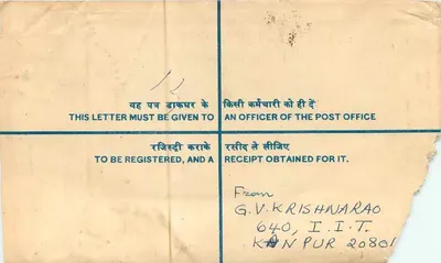 Envelope registrado — Índia — destinado ao Asst. Collector of Customs, Nova Deli — editor: India Post — Verso
