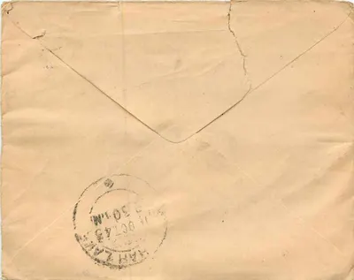 Karta pocztowa z Indii — znaczek 3 pence George V — przeznaczona dla Rang Pobtana — Rewers