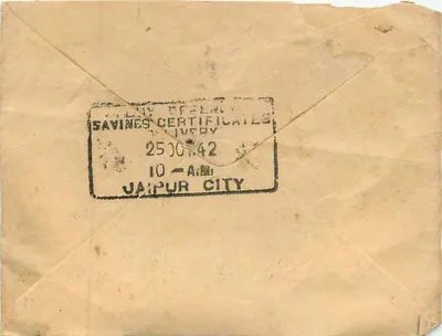 Jaipur — List do Jaipur — India Postage — Rewers