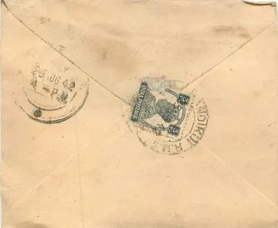Gangarampur — Motetelall, Chhayamullal, Gangarampur — znak 1 anna 3 pies, obliteration 'GANGARAMPUR' i 'ADIPUDU' — Rewers