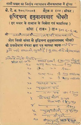 Bhuddhichand Hunsan Prasad Chawhari — Sikkim — India Post — Rewers