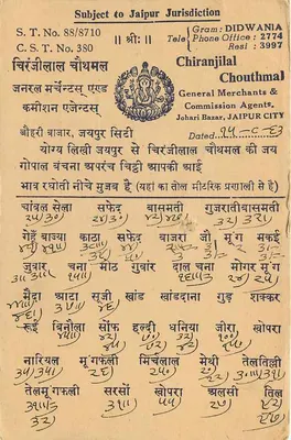 Chiranjilal Chouthmal & Co. — Chiranjilal Chouthmal — Jaipur — Rewers