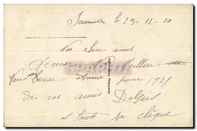 Man in pak en hoed — houdend een bos bloemen — tekst 'Goed jaar' — uitgever REX n°1142 — Achterkant