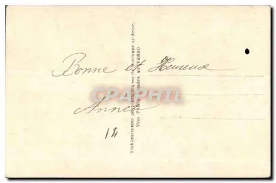 Soldat et femme — scène de vœux avec anges et drapeau — Éditeur : Etablissement photographique de Boulogne-s/Seine — Verso