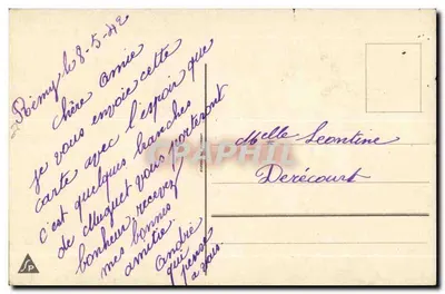 Porte Bonheur — tarjeta postal decorada con lirios — editor no visible — Reverso