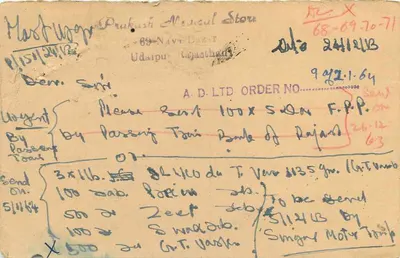 Ordine di prodotti farmaceutici — A.D. Ltd. Jaipur — 26 dicembre 1963 — Verso