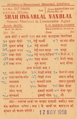 Nutan Varnamandal — Mahaniraj Mahasabha — Shah Onkarlal Nandlal, Bhawanimandi (Rajasthan) — Rewers