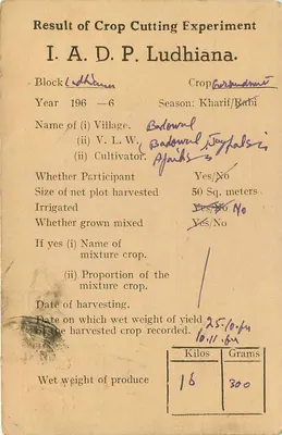Agricultural Experiment Results — Ludhiana — Agricultural Statistics Institute, New Delhi — Back