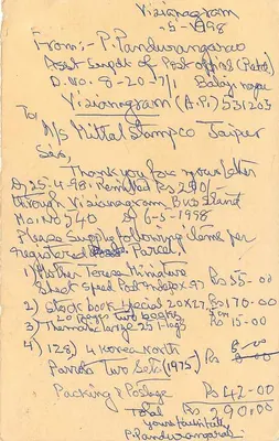 50º aniversário da independência da Índia — cartão postal com selo e carimbo — Verso