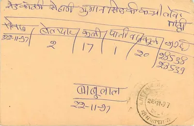 Carta postal indiana — Delhi — editor não visível — Verso