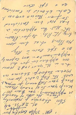 Carta postal indiana — solicitação de emprego — editor não visível — Verso