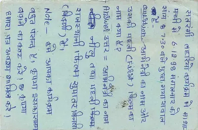 Carta postal indiana — selo tigre 15 p. — destinatário em Mukundpur, Akola — Verso