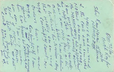 Décès de la fille de l'expéditeur — demande d'admission à l'Université de Calcutta — carte postale indienne de 1964 — Verso