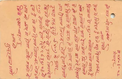 Cartolina risposta indiana — timbro tigre, cancellatura Javauti 1982 — Verso