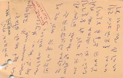 Indyjska kartka pocztowa — tekst w pismie devanagari — znak pocztowy z tygrem — obliteracja z Kalkuty — Rewers