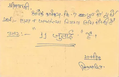 Bhilai - Durg - Chhattisgarh — cartão postal indiano com selo de tigre e carimbo postal — Verso