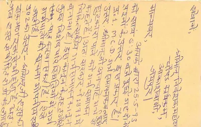 Carta postal indiana — texto em escrita devanagari — selo de 15 p. com tigre — destinatário em Jhansi — Verso