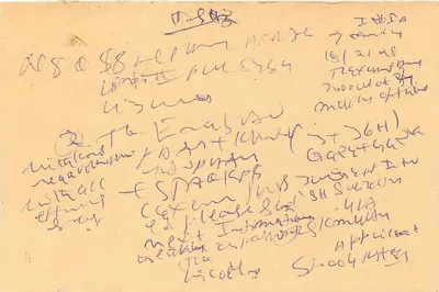 Carta postal indiana — selo de 10 p. com carimbo — destinada a um agregado de agricultura — Verso