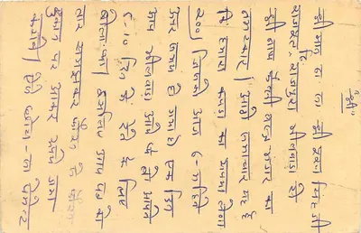 Indyjska karta pocztowa — tekst w pismie devanagari — znaczek 15 p. z tygrem — odbiorca w Raipur — Rewers