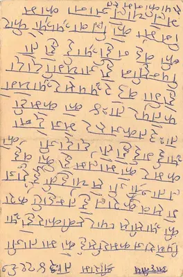 Carta postal indiana — texto em escrita devanagari — selo de 10 paise com tigre — Verso