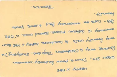Chinnathai — Casa de Lepra — carta postal enviada para Jaipur — Verso