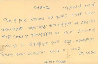 Leprosy Home — Govindan, Bargur — carta postal indiana — Verso