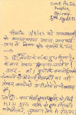 जवाब कार्ड — केक्री, भारत — संपादक अदृश्य — पीछे