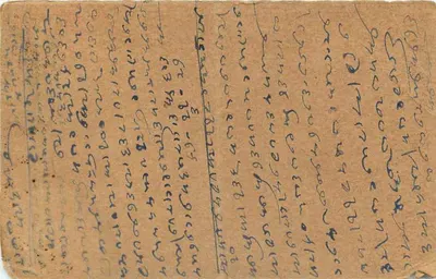 Indyjska kartka pocztowa — pismo arabskie — znak pocztowy ½ anna — odbiorca w Rangpur — Rewers