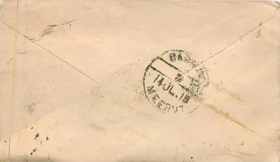 Meerut — List do adresu Durrot (Generał) — znaczek zielony Anna — Rewers