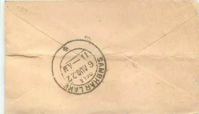 Gorakhpur — Halsanaka — Sambar Lake — indyjska kartka pocztowa z datą 1922 roku — Rewers