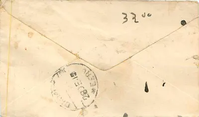 Karta pocztowa około 1919 — Indie — znaczek zielony 'Half Anna' i pieczątka pocztowa — Rewers