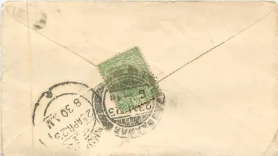 Khurja — kartka pocztowa z pieczątką 6 annas — wydawca nieznany — Rewers