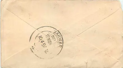 Champalal, Ramnawar — postcard sent from Sarwar (Kishanpur) — stamp and postmark of Sarwar — Back