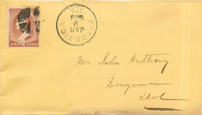 Carta postal de Fredericia — selo de 2 centavos — destinada a Smyrna