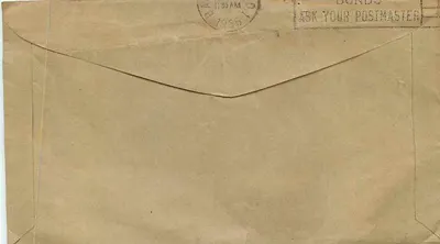 Dover, Delaware — Envelope oficial — Departamento de Correios — Verso