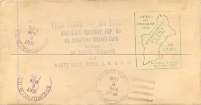 Carta postal aérea — Hartford, Connecticut — American Railway Express Co. — n° série C.A.M. 81-619-23 — Verso