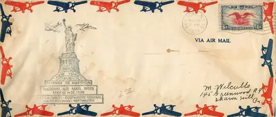 Estátua da Liberdade — Semana Nacional de Correio Aéreo — 1938 — Editor: Liberty Postmaster
