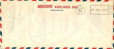 Mohawk Airlines — Primeiro voo em Glens Falls — Mohawk Airlines Inc. e número de série A.M. 94 — Verso