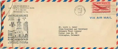 Primeiro voo da American Airlines — Richmond, Virgínia — First Flight No. 4 — editor A.A. (American Airlines)