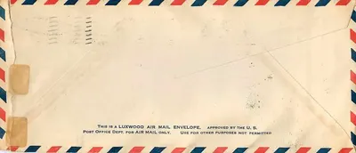Primeiro voo New York-Los Angeles — Columbus, Ohio — 1930 — Luxwood Air Mail — Verso